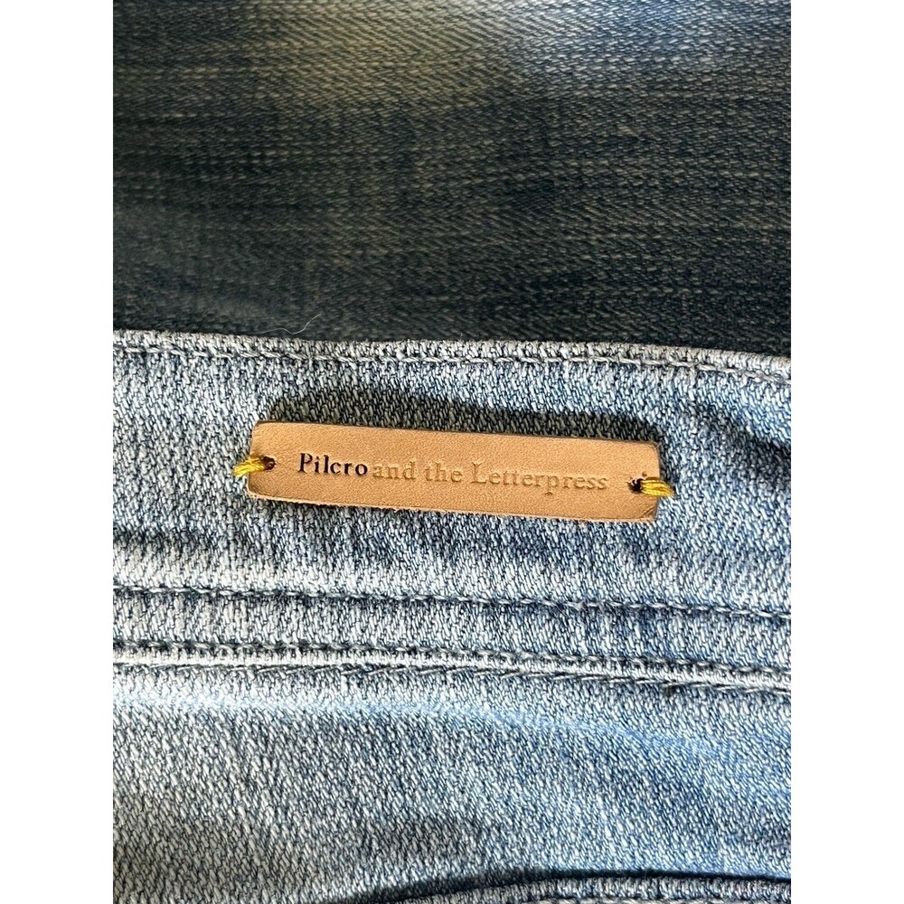 Pilcro & The letterpress high-rise jeans Sz 32 Floral Painted Denim - Picture 3 of 10